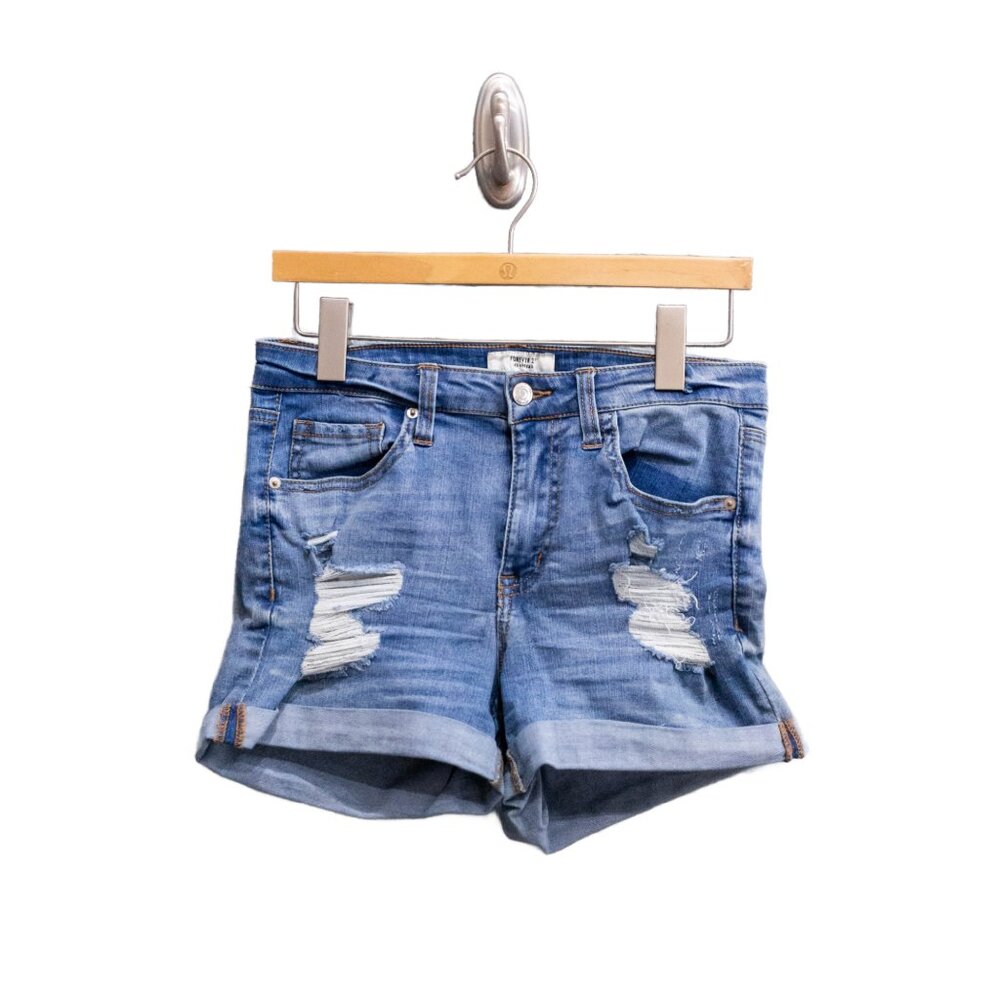 Forever 21 Distressed Light Jean Shorts, Size 28